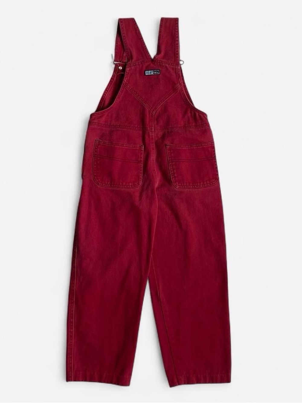 Vintage kids deep red denim butterfly overalls - Picture 2 of 8